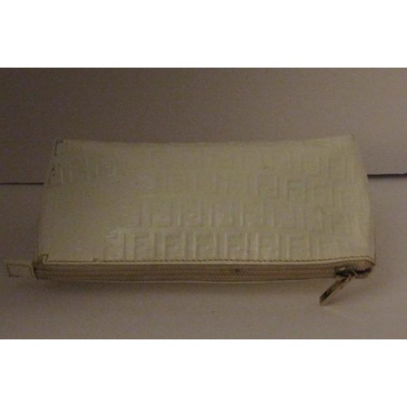 Fendi White F Embossed Print Zucchino Cosmetic Bag - Picture 2 of 12